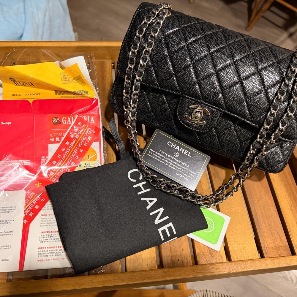 Black Quilted Caviar Medium Classic Double Flap Bag Silver Hardware, 2022 - Picture 3 of 16